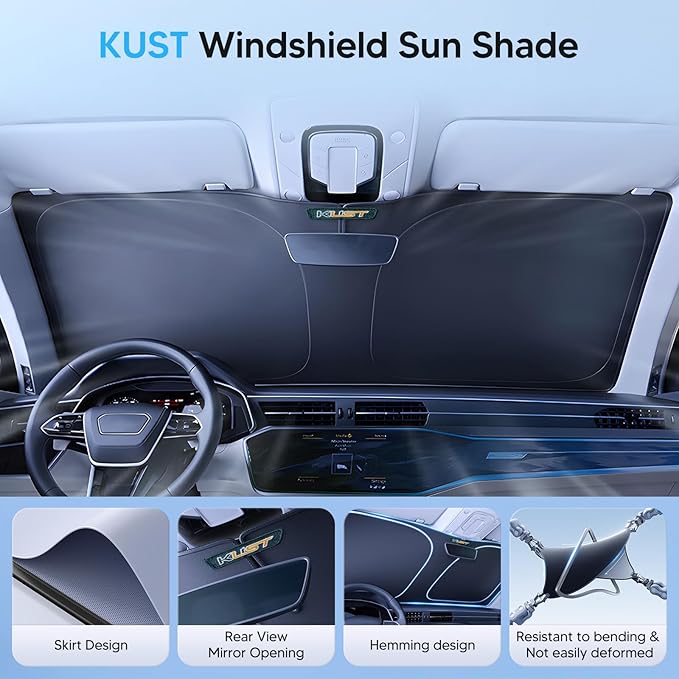 KUST Windshield Shade Custom Fit for Honda Accord 2023-2025 2026 Sun Shade Front Windshield Accessories Sun Visor Foldable Thicker 5-Layer Blocks UV Rays