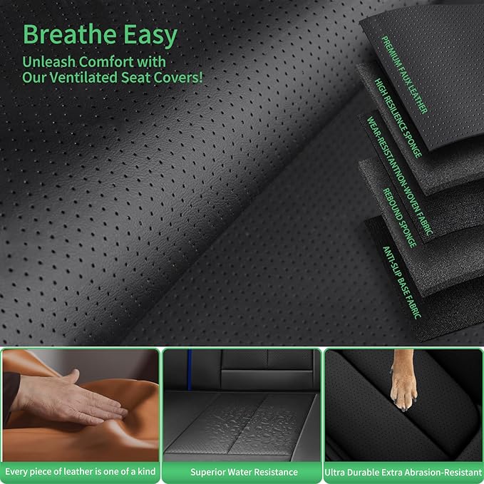 Fit Crosstrek Car Seat Covers for Subaru Crosstrek 2016-2025 2026 -Upgraded Premium Waterproof & Breathable Leather,Airbag Compatible,All-Weather Seat Cushion Protector,2 Front/Black-Blue