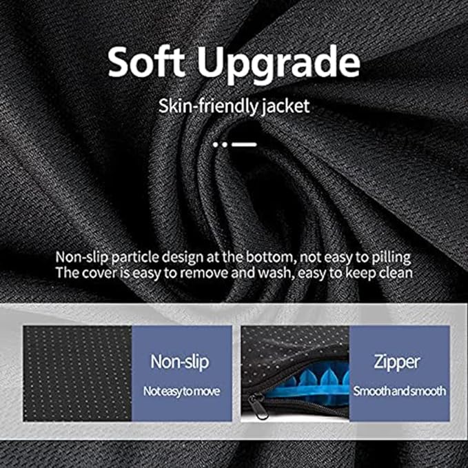 Gel Seat Cushion, Jumbo&Thick Gel Cushion Chair Pads with Non-Slip Cover for Home Office Car Seat Wheelchair, Soft Breathable Honeycomb Seat Pads for Relieve Hip Pain, Blue 20x20x1.9inch