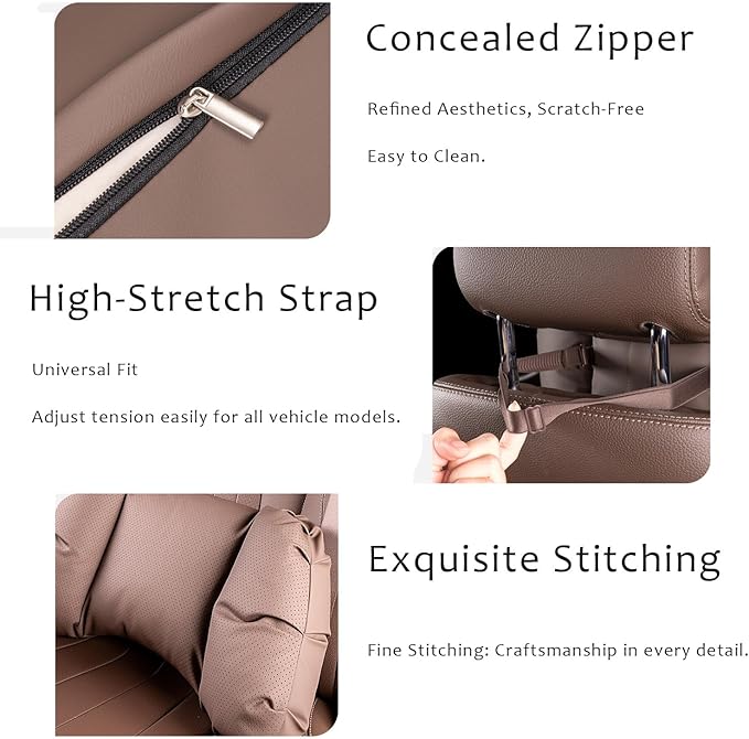 Car Neck Pillow & Lumbar Support for MINI F55 2025-2026 Ergonomic Breathable Mesh Auto Seat Back Cushion Headrest,Black-Neck & Lumbar Set