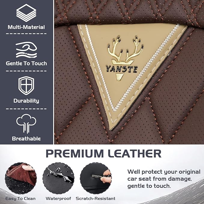 Truck Seat Covers for Chevy Silverado 2500 2007-2026, Waterproof Premium Leather Full Coverage Car Seat Cover, Muscle Sport Style Auto Interior Seat Cover Sets (Full Set/Brown Coffee)