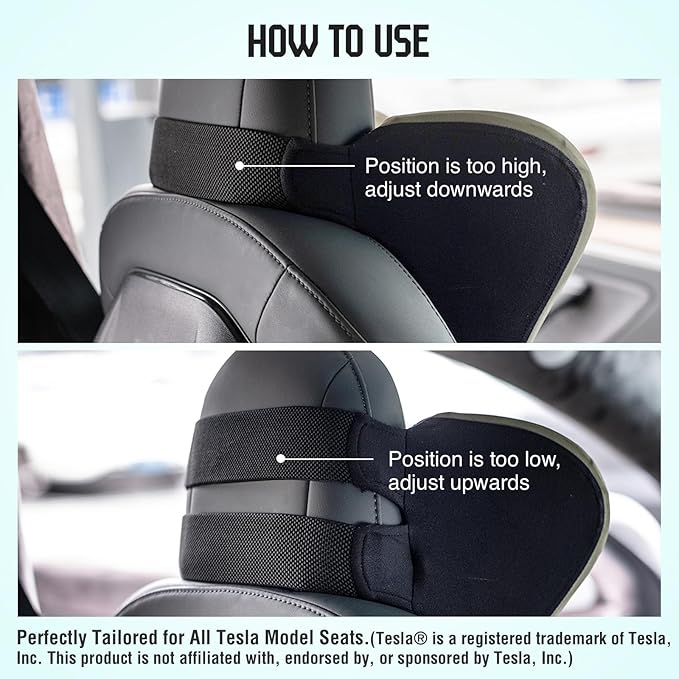 Car Neck Pillow for Driving Seat, Soft Memory Foam Headrest Pillow with Adjustable Strap and Removable Cover, Ergonomic Neck Support for Car, Office Chair, Gaming Chair – Black