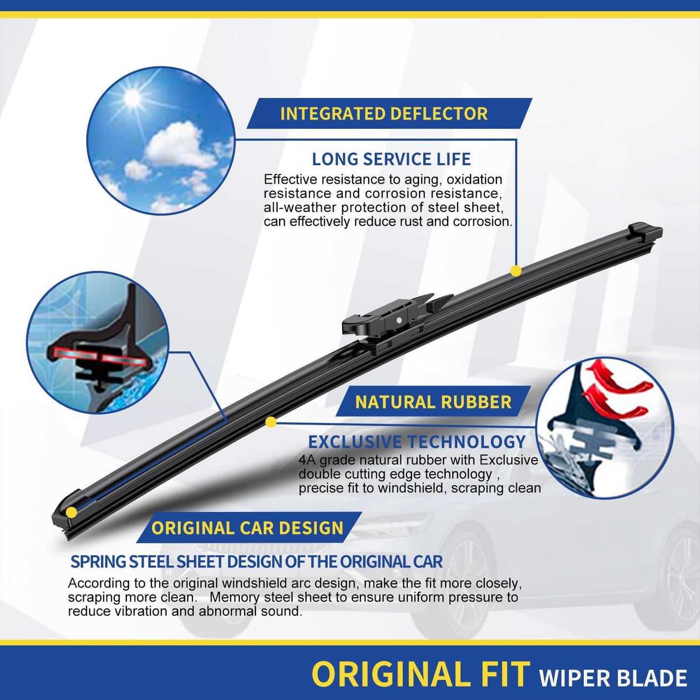 3 Wipers Factory Replacement For Ford Focus 2012 2013 2014 2015 2016 2017 2018 Original Equipment Replacement Windshield Wiper Blades Set 28"+28"+12" (Set of 3)