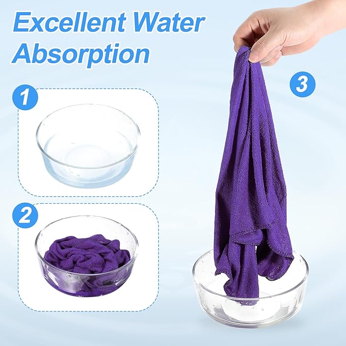 HARFINGTON 2 Pack Microfiber Cleaning Cloth, 30" x 14" Multi-Functional Cleaning Towels Reusable Absorbent Rags for Car Wash Kitchen Household Window Clean, Purple