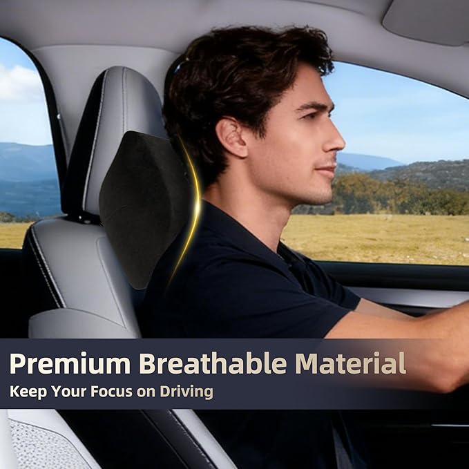 Car Neck & Lumbar Support Pillow Set for Volkswagen Atlas, Soft Memory Foam Headrest & Back Cushion, Ergonomic Comfortable Seat Support for Daily Driving and Long Trips Car Interior Accessories