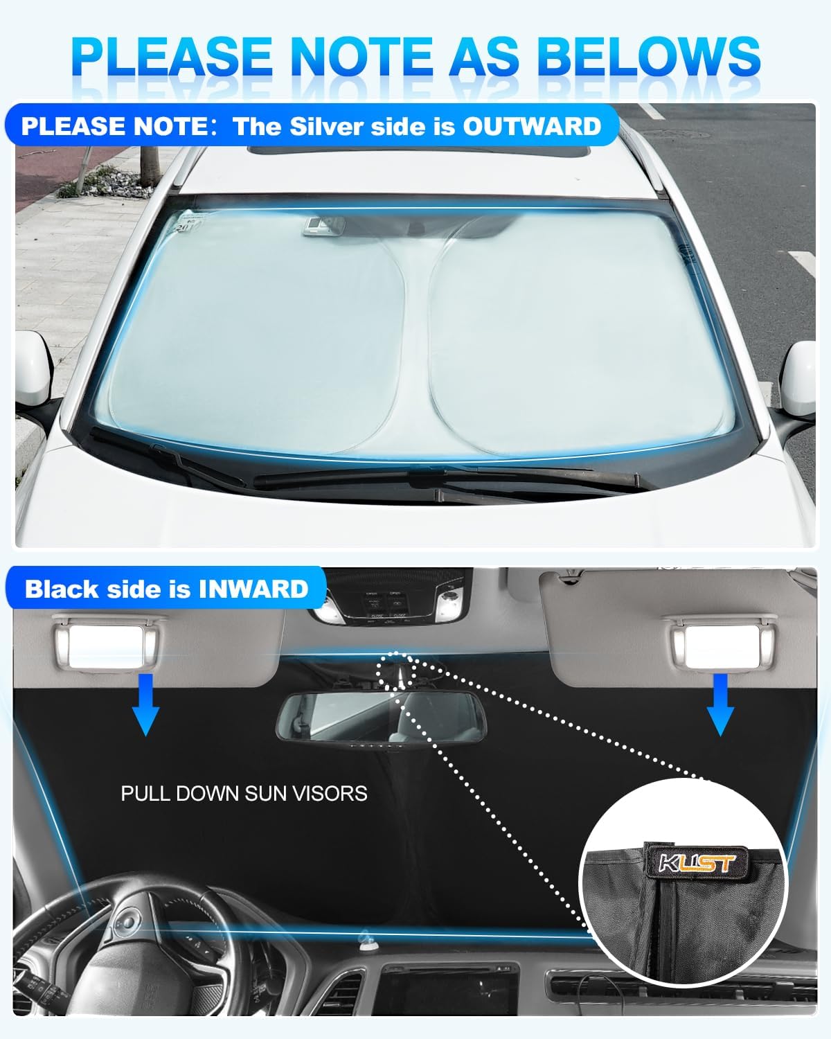 KUST Windshield Sun Shade for 2022-2025 2026 Lexus NX NX250 NX350 NX350h NX450h+ Sunshade Window Sun Visor Protector Foldable Blocks UV Rays Keep Your Car Cooler