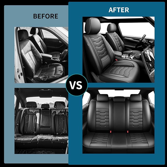 Fit Accord Car Seat Covers Premium Leather for Honda Accord 2012-2025 2026. Waterproof， Breathable, Scratch-Resistant & All-Weather Seat Cushion Protector（Full Set,Black