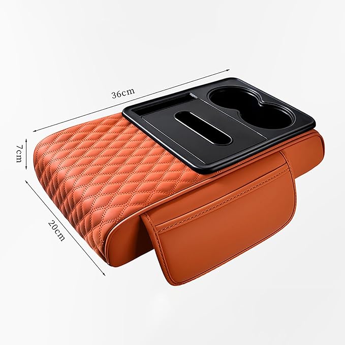 Car Armrest Center Console Cover for Lincoln MKX 2007–2018, Center Console Pad with Cup Holder, Multifunctional Armrest Cushion,C Coffee