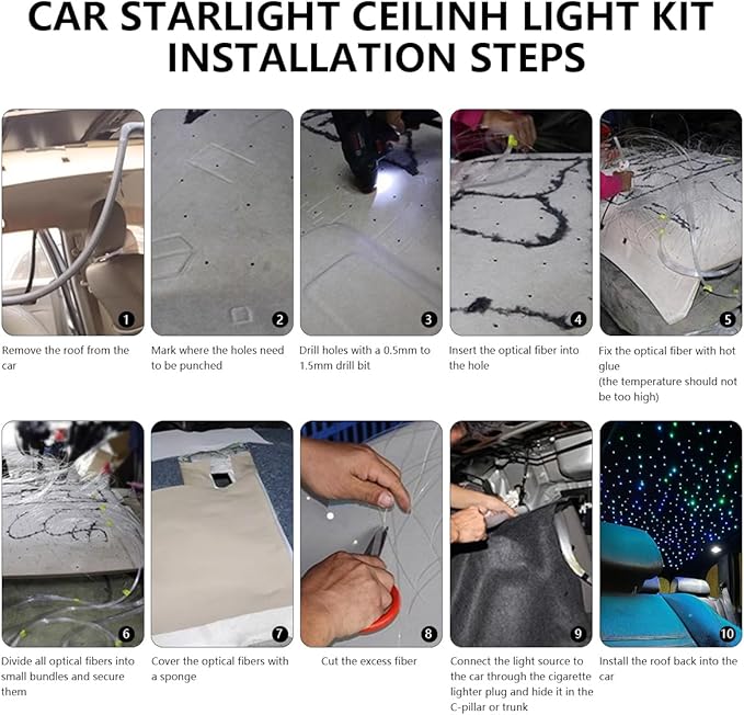 Starlight Headliner Kit,Twinkle + Music Sync Dual Color Fiber Optic Star Ceiling Lights with APP Remote Control, RGBW Shooting Star Lights for Car/Home Ceiling Decor, 1000pcs 9.8ft