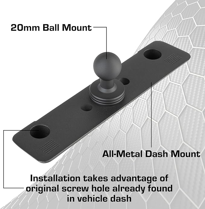 Bulletpoint Dash Mount Cell Phone Holder Compatible with 2013-2018 RAM Truck & 2019+ RAM 1500 Classic 20mm Ball Mount - Compatible with iPhone and Android Smartphones (Single Ball with Phone Holder)