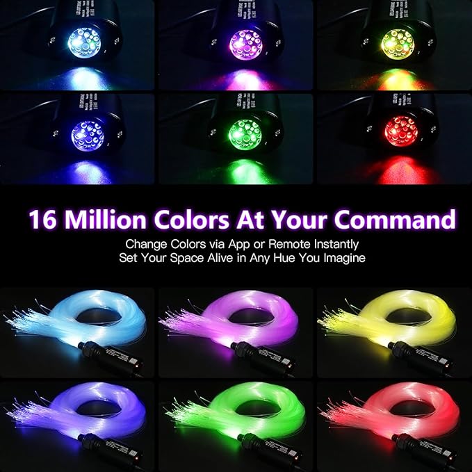 Twinkle Starlight Headliner Light Kit 20W Upgraded Car Home Fiber Optic Lights 650pcs*0.03in(9.8ft/3m) Sound Activated APP/Remote Control Small Size Star Lights for Car Home Star Ceiling Decoration