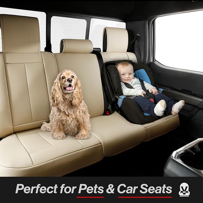 Coverland Custom Fit Car Seat Covers for Car Compatible with [BMW 4-Series, Ford Focus, Kia Forte, Scion TC] Premium Waterproof Non-Slip Interior Seat Protector [Full Set Beige - Size Chart X55]