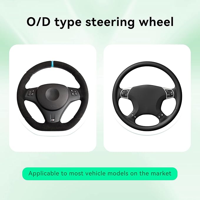 Car Steering Wheel Cover, 14.5-15inch Leather Anti-Slip Car Wheel Cover Protector, Safety Comfortable Desgin, Universal Auto Steering Wheels Accessories for Cars Truck SUV (Dark Green)