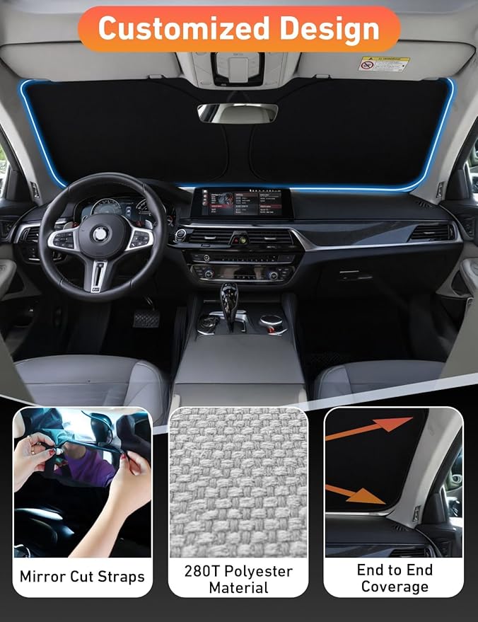 EcoNour Windshield Sunshade Compatible for Subaru Crosstrek 2018-2023 2024 2025 2026, Sun Visor for Front Windshield & Window Sun Shade Cover, UV Heat Blocker & Protector, Car Accessories