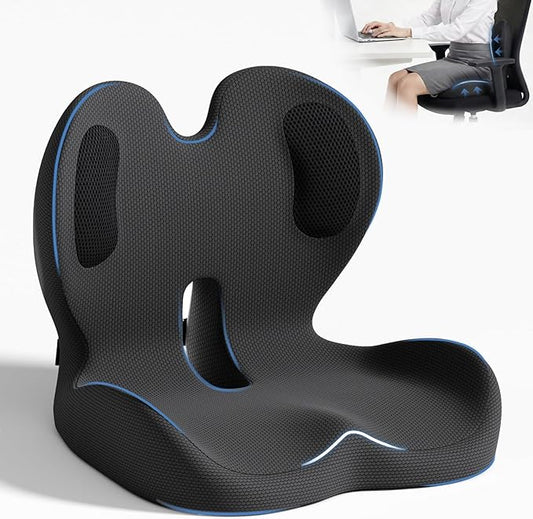Seat Cushion,Memory Foam Chair Cushion for Office and Car,Ergonomic Coccyx Seat Cushion for Tailbone,Sciatic Nerve,Back Pressure Relief,Lumbar Support Pilow for Office,Car,Truck,Desk Chair