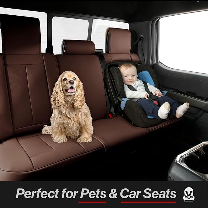 Coverland Custom Fit Car Seat Covers for Car Compatible with [Cadillac DTS, Oldsmobile Cutlass] Premium Water Resistant Leather Non-Slip Interior Protector [Full Set Dark Brown - Size Chart X78]