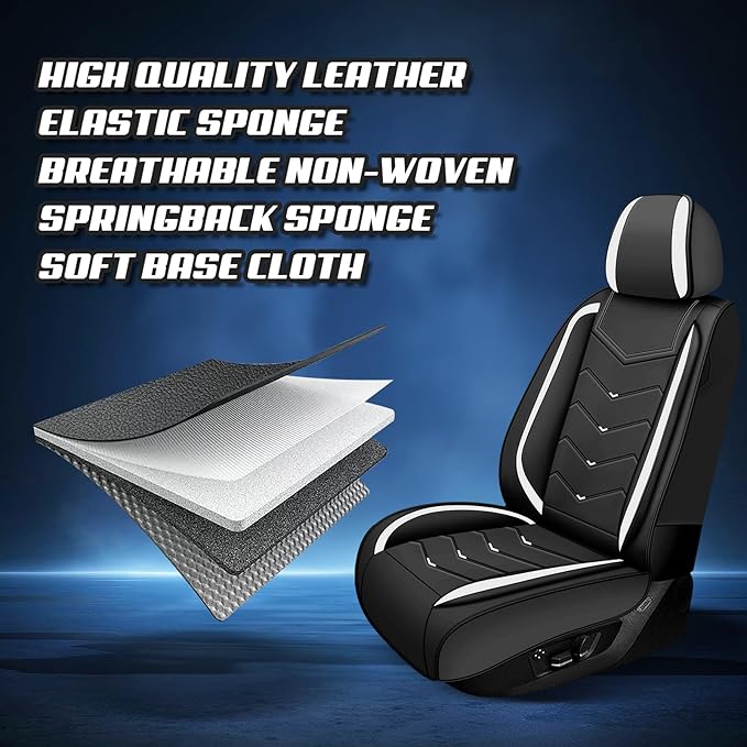 Car Seat Covers for Jeep Grand Cherokee L 2021-2026, Premium Nappa Leather Car Seat Cover, Stylish Sport Seat Covers， Automobile Seat Cover Sets.(Luxury 5 Seats/Black White)