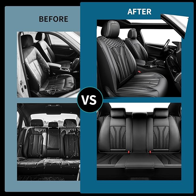 Fit Accord Car Seat Covers Premium Leather for Honda Accord 2012-2025 2026. Waterproof， Breathable, Scratch-Resistant & All-Weather Seat Cushion Protector（Full Set,All Black）