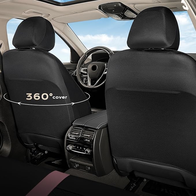 Coverado Car Seat Covers Full Set, Automotive Leather Seat Covers for Car，Universal Fit Front Back Seat Cover, Non-Slip Waterproof Breathable Car Seat Protector