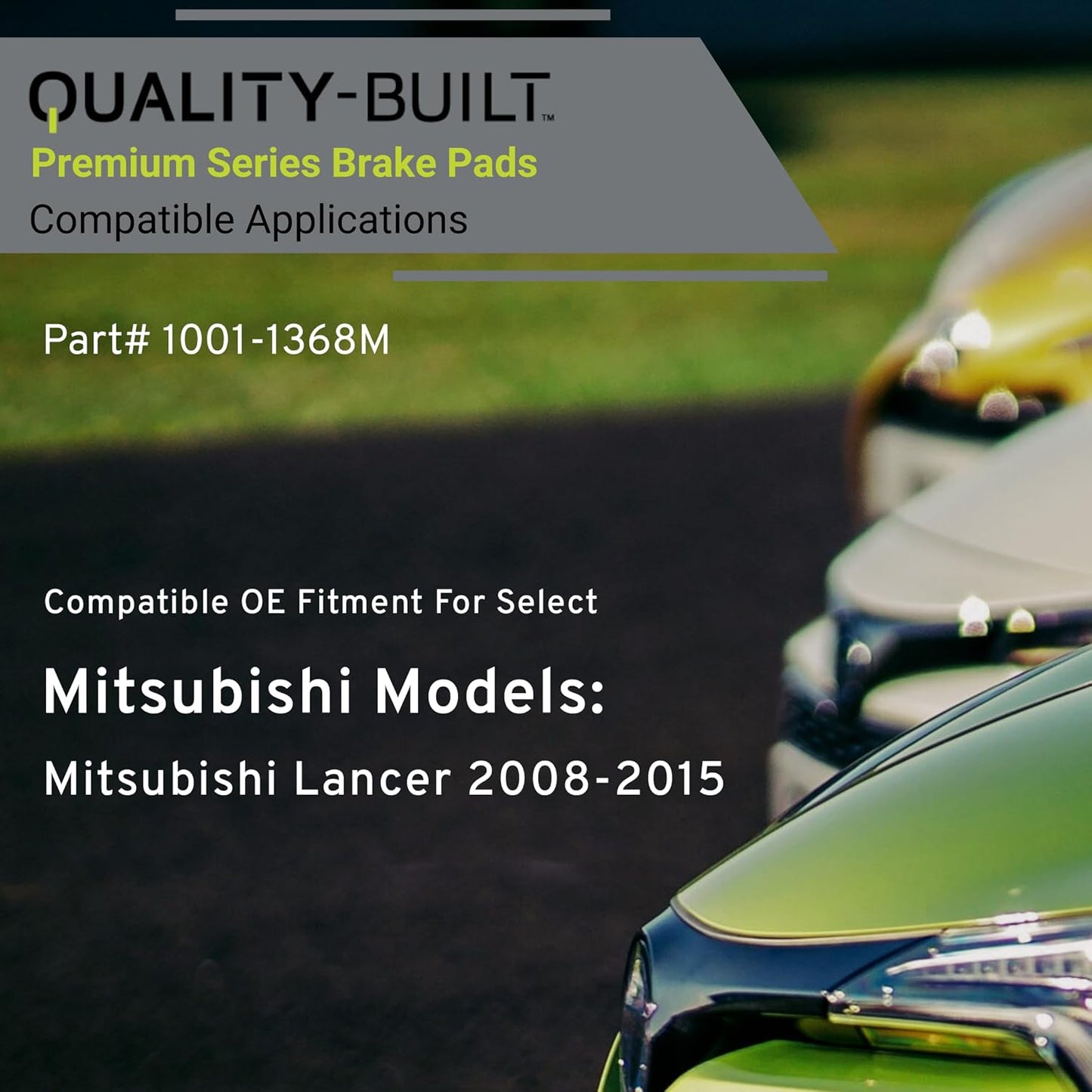 Premium Semi-Metallic Rear Brake Pads (1001-1368M) Compatible with Mitsubishi Lancer 2008-2015