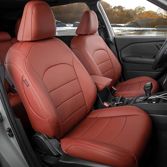 coverdream Forester Leather Seat Covers Full Set for 2025 2026 Subaru Forester Limited,Premium,Sport,Touring Fully Covered,Luxury Waterproof SUV Seat Cushion Car Seat Protector(Wine Red)
