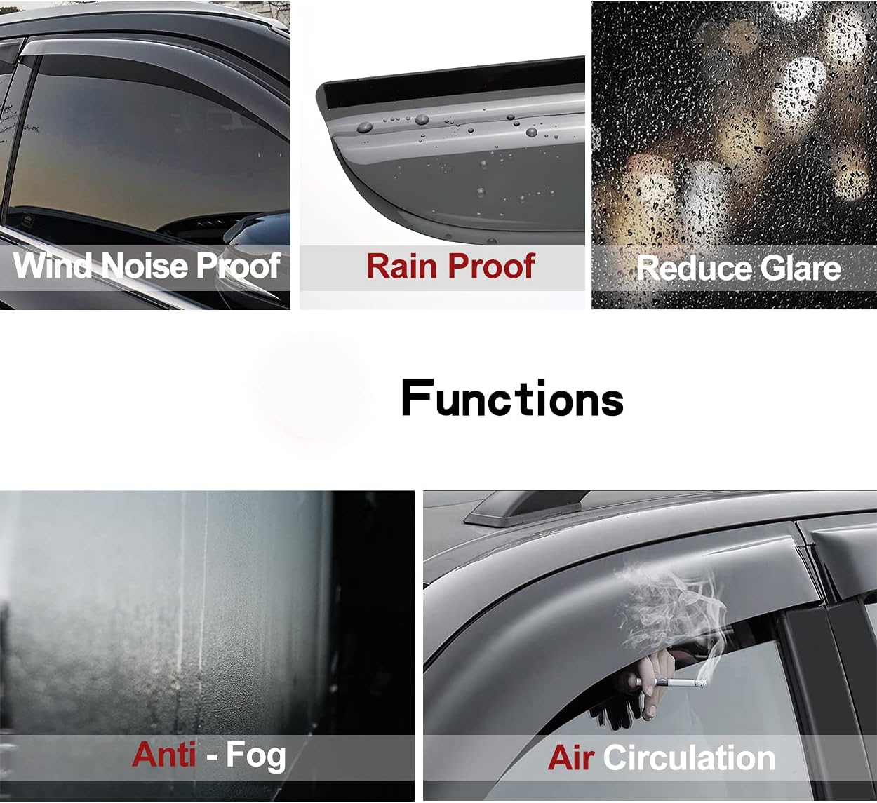 Side Window Visor Vent Wind Deflector fit for 1991-2001 Ford Explorer 4-Door& 2001-2005 Ford Explorer Sport Trac&1997-2001 Mercury Mountaineer, 4pcs in-Channel Sun Rain Guards Set 94074