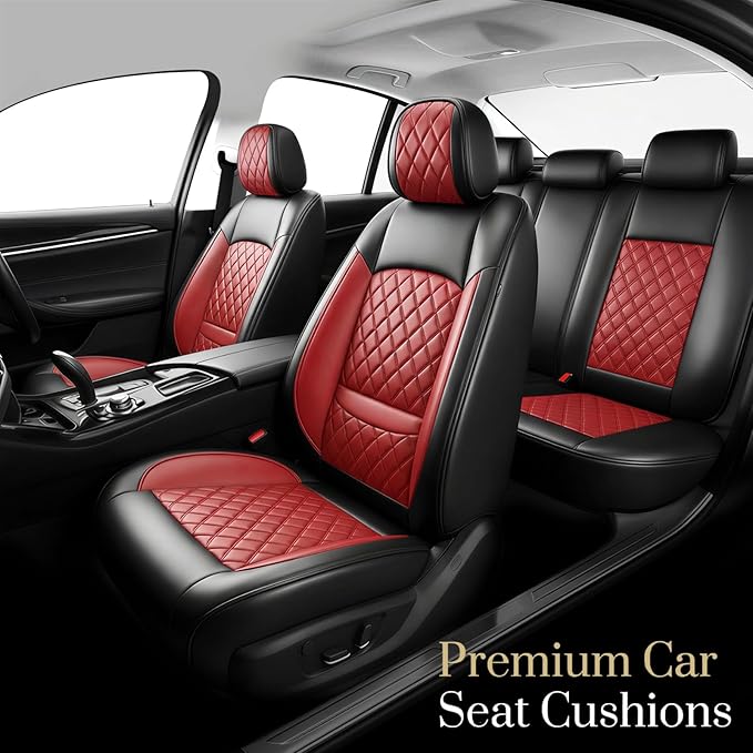 Fit RLX Car Seat Covers for Acura RLX 2013-2020 - Premium Leather, Waterproof, All-Weather, Airbag Compatible, Breathable, Easy Install, Seat Protectors, Only 2 Front seat Covers, Red