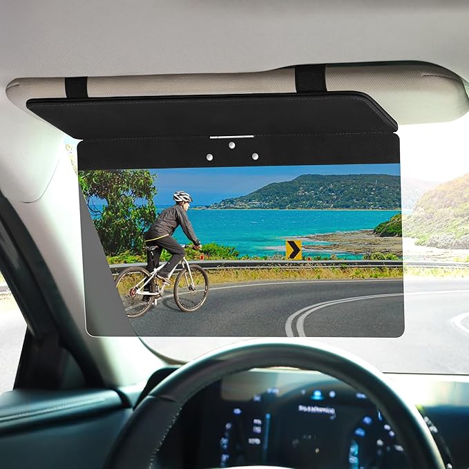 NAZZO Sun Visor Extender for Cars, Adjustable PC Sunshade Lens, Car Sun Visor Extension Blocker, Glare, UV, Stray Light, Snow Blindness Protector, Safe Driving, Universal for Car SUV, Black