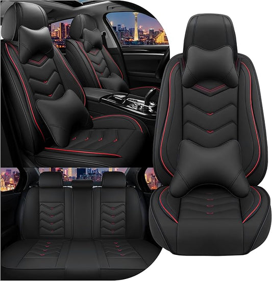 CTDS Car Seat Covers for Nissan Sentra 2000-2026, Stylish Sport Seat Cover, Premium Nappa Leather Car Seat Cover. Automobile Seat Covers Sets.(Luxury 5 Seats/Black)
