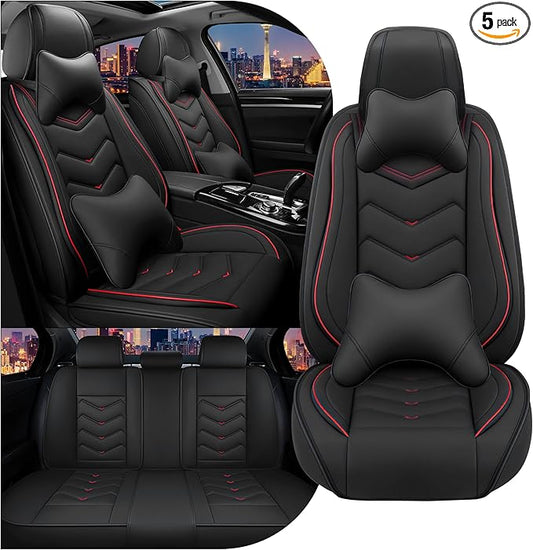 CTDS Car Seat Covers for Toyota Corolla 2000-2026, Stylish Sport Seat Cover, Premium Nappa Leather Car Seat Cover. Automobile Seat Covers Sets.(Luxury 5 Seats/Black)