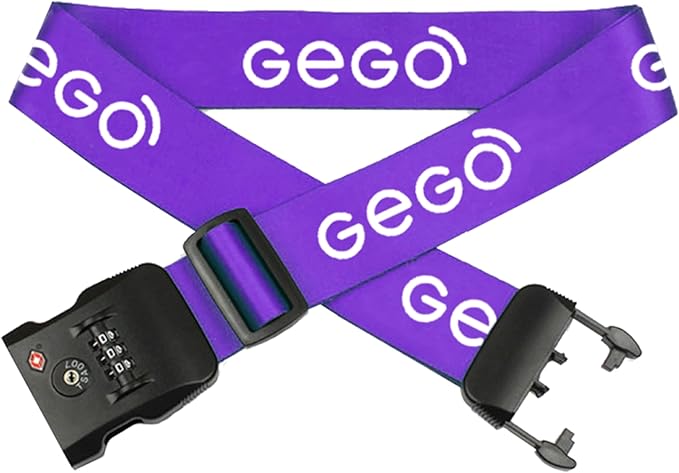 GEGO Premium Travel Kit, Sleep Mask 3D Contoured Eye with Soft Memory Foam, Luggage Tag Waterproof Resistant and Strap with Lock for Luggage TSA Approved (Sleep Mask Purple/Luggage Tag Black)