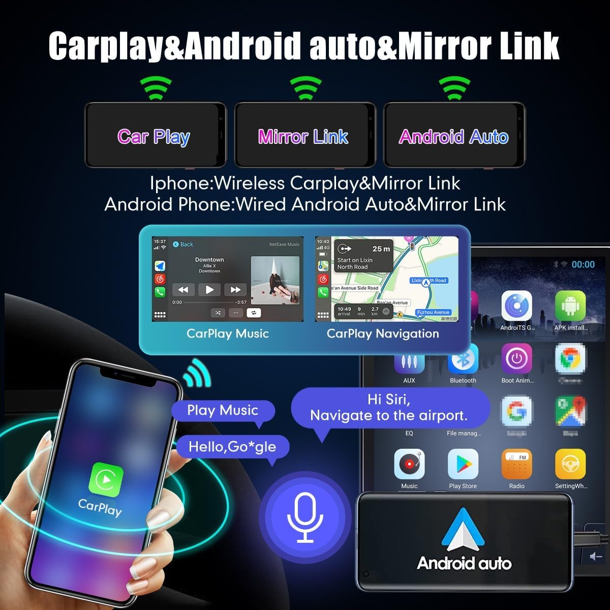 Kunfine Tesla Style Car CarPlay Android Auto Navigation Stereo GPS Radio Reverse Camera 9.7" IPS Touchscreen Headunit Tablet Media Player For Peugeot 301 2013-2022 if Applicable Quad Core 1G+32G Basic