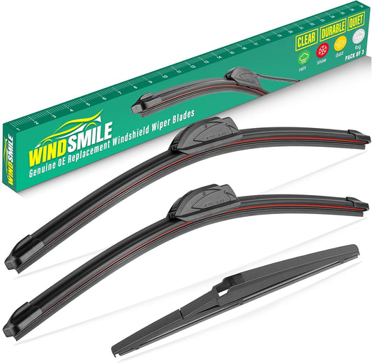 26" 14" 12" Windshield Wiper Blades Replacement for Toyota Yaris 2007 2008 2009 2010 2011 Premium All Weather Front Rear Wipers Set - OEM Quality (Pack of 3)