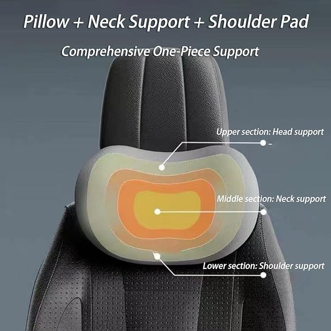 Car Lumbar Support Pillow and Car Neck Pillow Kit for KIA Stinger 2017 2018 2019 2020 2021 2022 2023, Car Seat Neck Back Rest Pillows, Ergonomic Car Seat Headrest & Lumbar Cushion,C Coffee