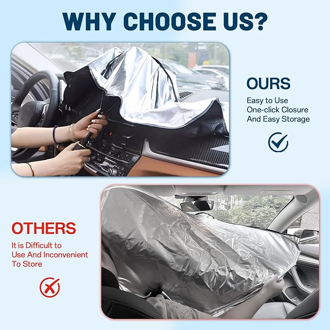Windshield Sun Shade for Hyundai Tucson 2016-2021, Umbrella Car Shades with 360°Rotating Shaft, Foldable Front Window Sunshade for UV & Heat Protection