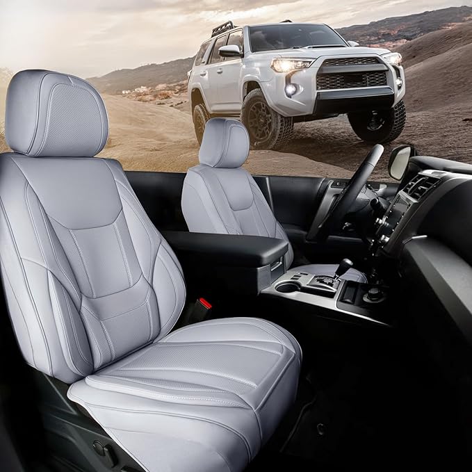 Coverland Custom Fit Car Seat Covers for SUV Compatible with [2018-2024 Ford Expedition] Premium Car Seat Cover Water Resistant Leather Non-Slip Interior Protector [Front Gray - Size Chart A21]