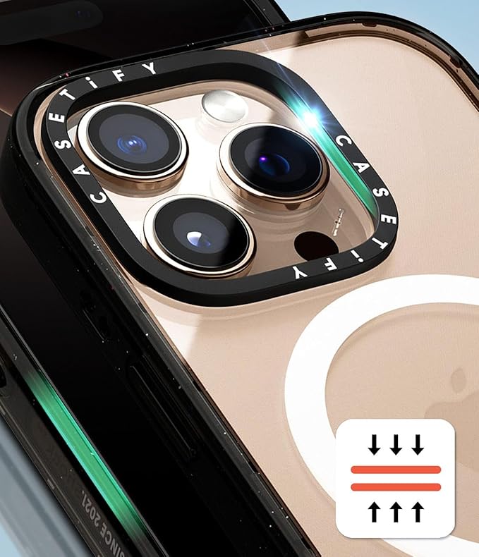CASETiFY Impact iPhone 15 Pro Case [Slim/Compatible with Magsafe / 8.2 ft. 4X Military Grade Drop Protection] - Luxe Garden-Porcelain - Clear Black