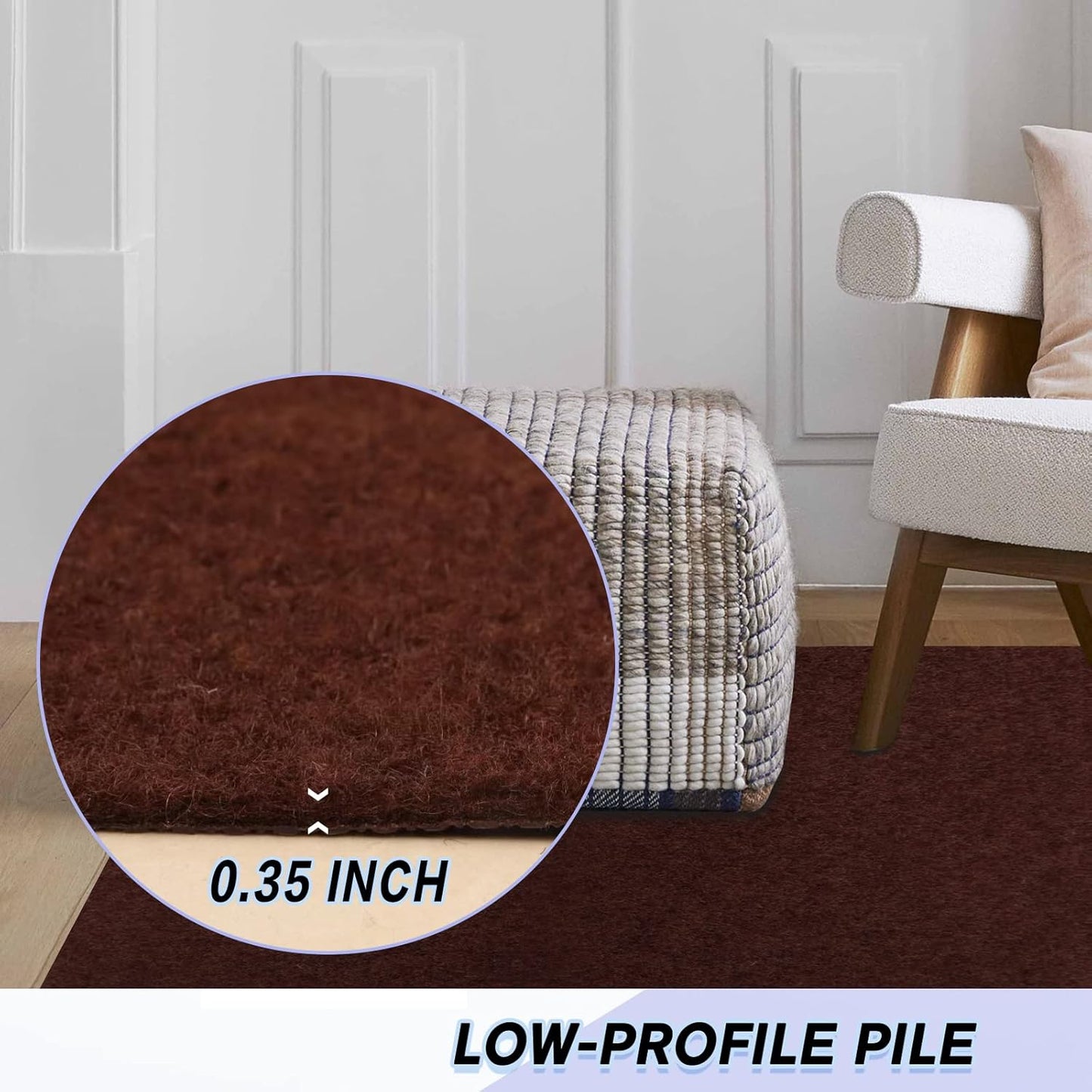 Custom Size Backed Non-Slip Area Rugs Runner, Easy Clean, Waterproof Runner Rugs for Hallway Entryway, Kitchen, Laundry, 2FT x 60FT, Brown