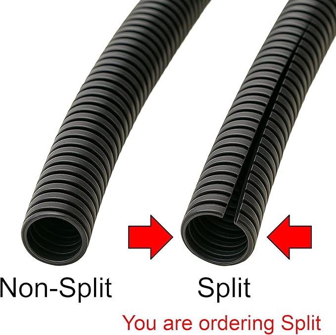 Electriduct Split Wire Loom Tubing Polyethylene Corrugated Flexible Conduit - 1/4" Nominal Size - 20 Feet - White