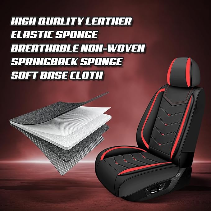 Car Seat Covers for Lexus ES 350 2007-2026, Premium Nappa Leather Car Seat Cover, Stylish Sport Seat Covers， Automobile Seat Cover Sets.(Luxury 2 Seats/Black Red)