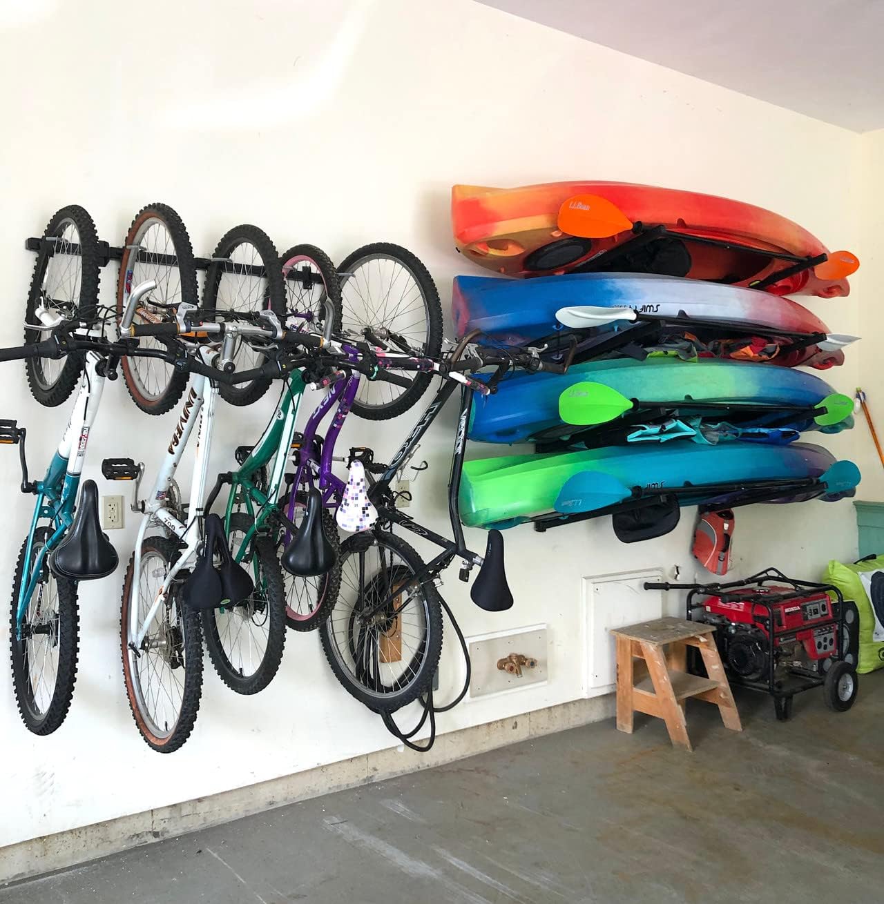 StoreYourBoard Bike Storage Rack – Heavy Duty Garage Bike Rack for 5 Bicycles, Space-Saving Vertical Bike Rack, Adjustable Wall Bike Mount for Garage Organizer, Bicycle Hanger, Holds 300 lbs