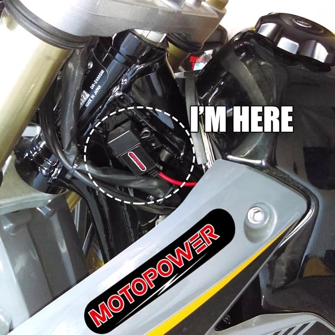 MOTOPOWER MP0609A 3.1Amp Motorcycle USB Port Kit SAE to USB Adapter On Motorcycle