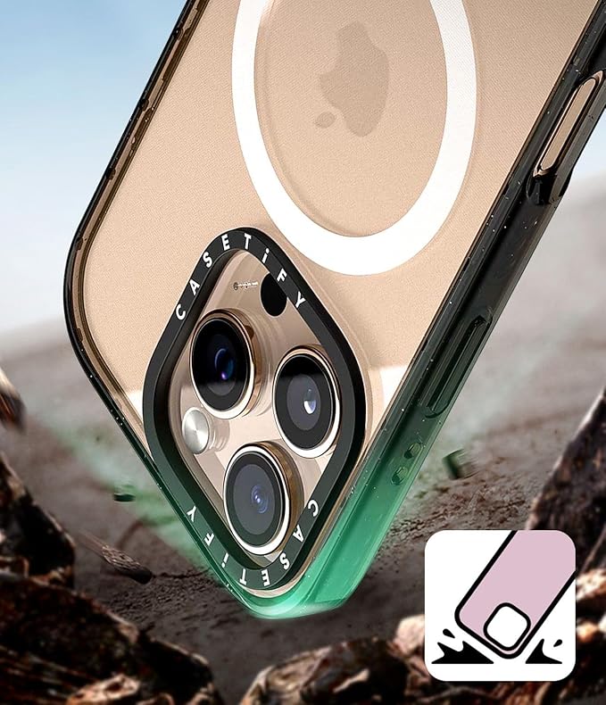CASETiFY Impact iPhone 15 Pro Case [Slim/Compatible with Magsafe / 8.2 ft. 4X Military Grade Drop Protection] - Bow-net Lace - Clear Black