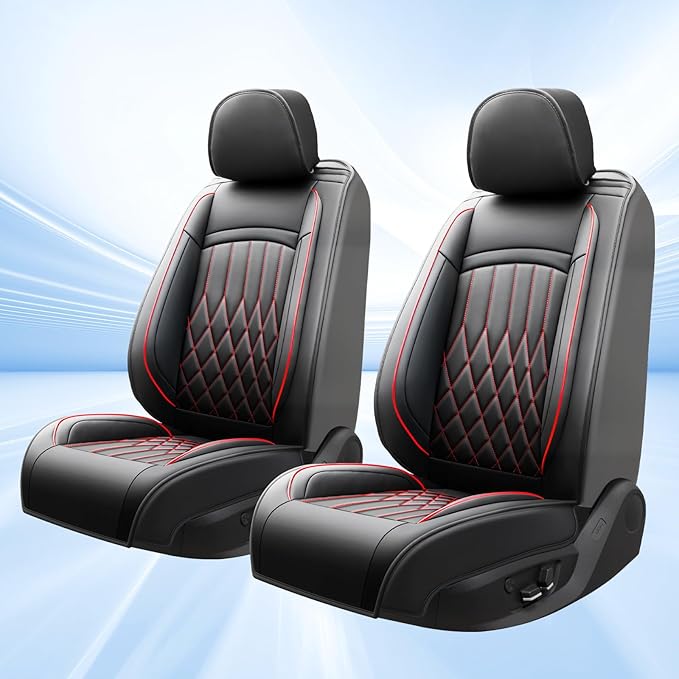 Fit for Venue Seat Covers Compatible with Hyundai Venue 2020-2026 - Waterproof Breathable Leather Automotive Seat Cushions Protector,Only 2 Front seat Covers(Redline)