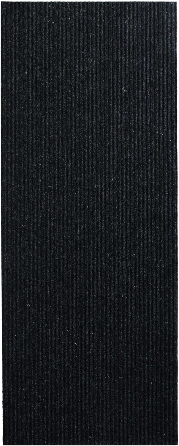 iCustomRug Spartan Weather Warrior Indoor/Outdoor Utility Ribbed Carpet Runner with Non-Slip Thermoplastic Rubber Backing, 3ft X 6ft in Black