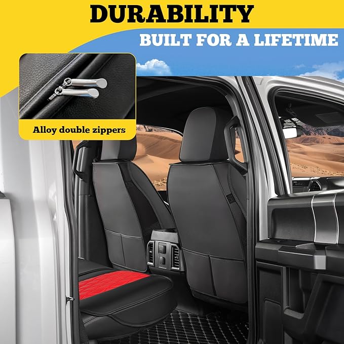 LINGVIDO Car Seat Covers for Front Seats (2 Seats) - Premium Perforated Nappa Leather,Waterproof Shield, Omni-Adapt Fit for SUVs Sedans, Ideal for Rideshare & Pets
