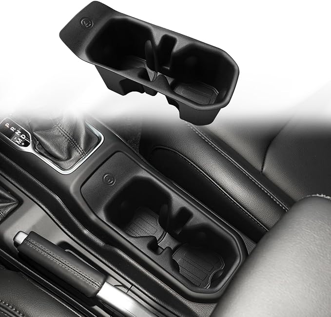 Muslogy Center Console Cup Holder Inserts Compatible with 2018-2024 2025 Jeep Wrangler(JL/JLU) & Gladiator(JT) Accessories Middle Console Drink Holder TPE Organizer Non-Slip Drink Stopper