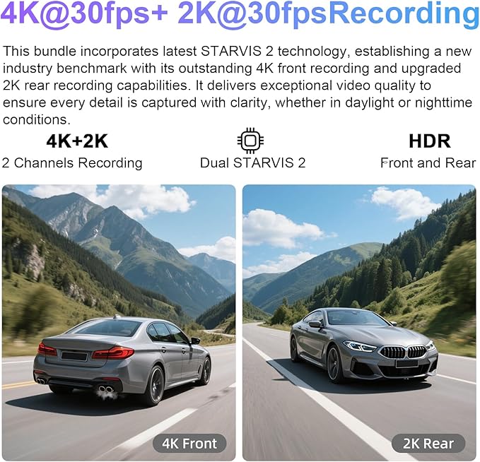 mangoal 4K Front & 2K Rear 2 Channel HDR Dash Cam, Dual STARVIS 2 IMX678 IMX675, Custom Fit for Mazda CX-50 2025 2026(Model B), 5GHz WiFi, GPS, 128GB Card