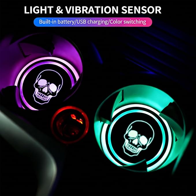 Bigfoot LED Cup Holder Lights for Car,2Pcs LED Light Up Cup Holder Coasters with 7 Colors 3 Modes,Waterproof Interior Atmosphere Lamp,Car Decor Accessories Sasquatch Gifts for Women Men