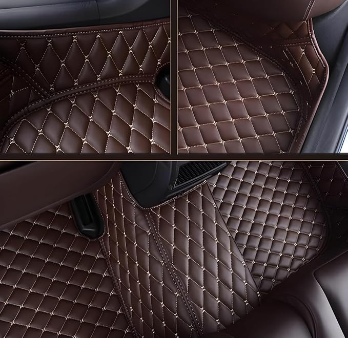 Customize Car Floor Mats for 99% Sedan SUV Sports Car All Weather Leather Full Coverage Waterproof Non-Slip Vehicle Lining Pads (Black and red Stripes)